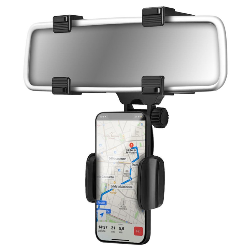 SUPPORT VOITURE POUR SMARTPHONE SUR RETROVISEUR NOIR