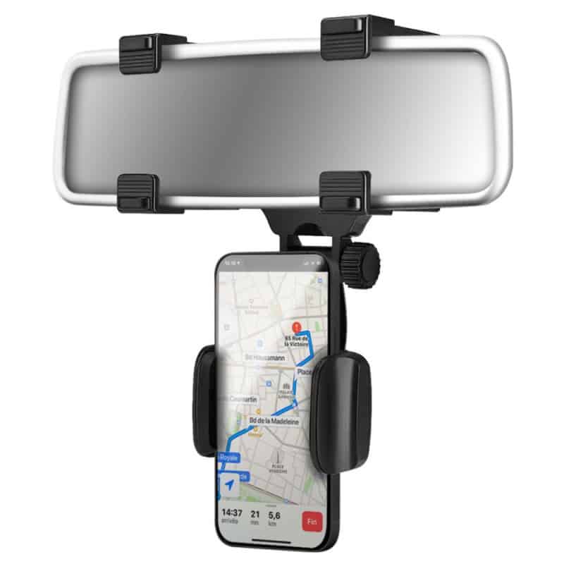 SUPPORT VOITURE POUR SMARTPHONE SUR RETROVISEUR NOIR