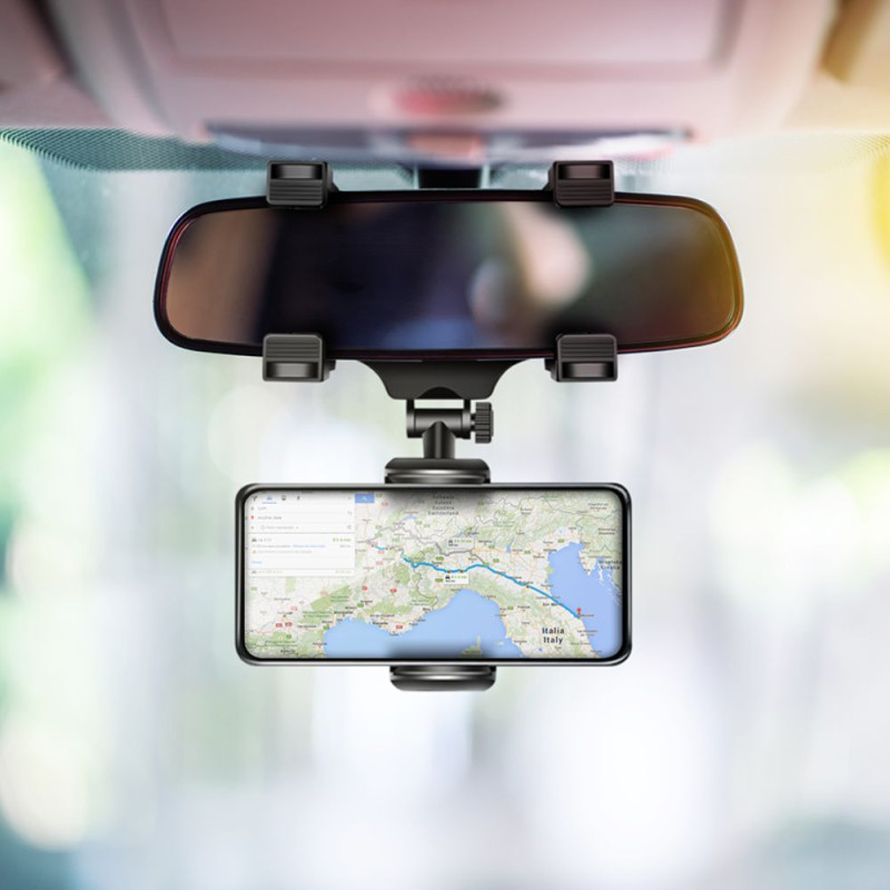 SUPPORT VOITURE POUR SMARTPHONE SUR RETROVISEUR NOIR