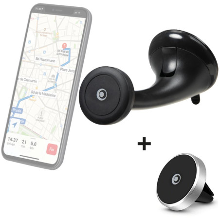 SUPPORT VOITURE 2 EN 1 PARE-BRISE/VENTILATION NOIR