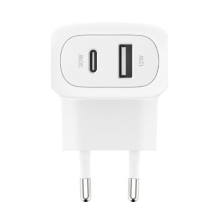 CHARGEUR SECTEUR 2 PORTS USB-C (30 W) + USB- A(12W) BLANC