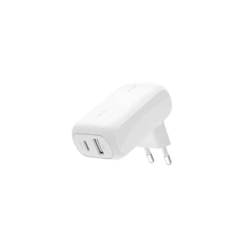 2-PORT USB-C (30W) + USB-A (12W) WHITE MAINS CHARGER