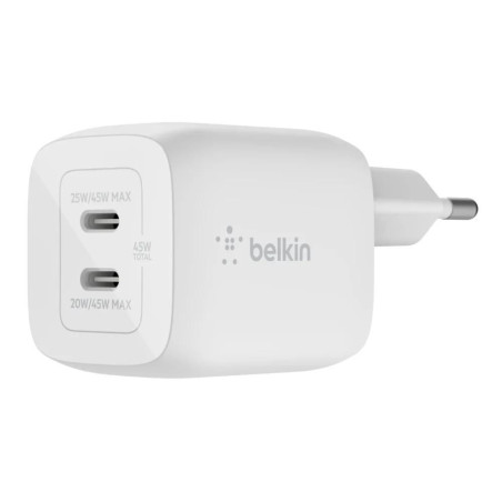 CHARGEUR SECTEUR DOUBLE USB-C GAN 45W BLANC
