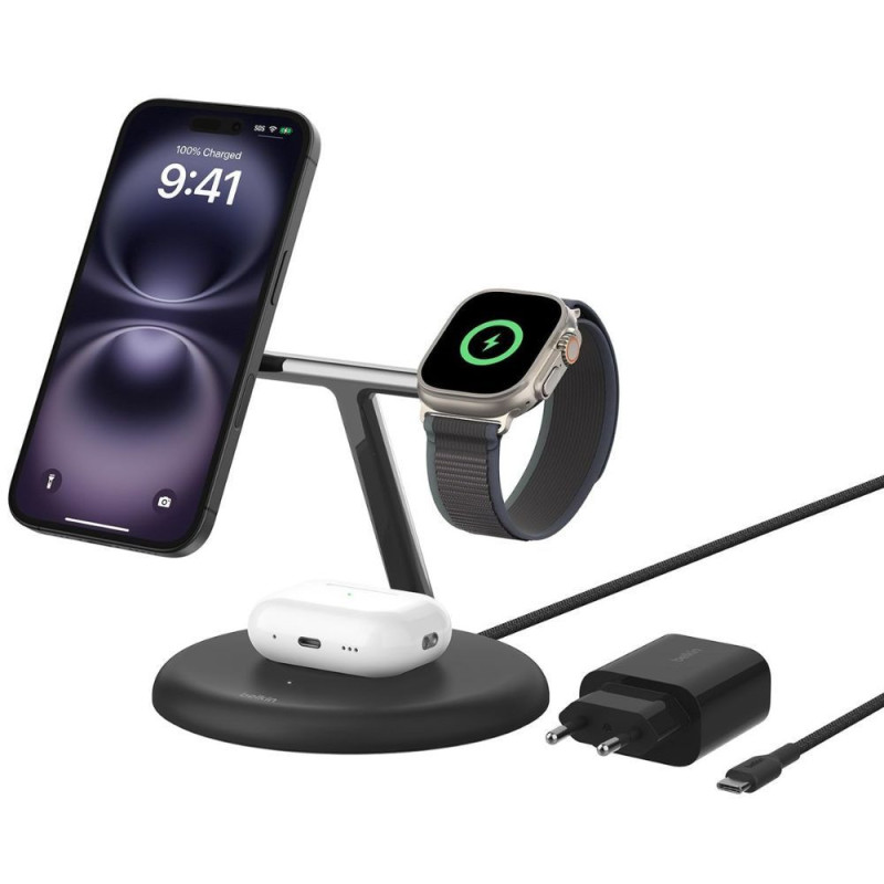 STATION DE RECHARGE 3-EN-1 AVEC INDUCTION MAGSAFE Qi2 15W