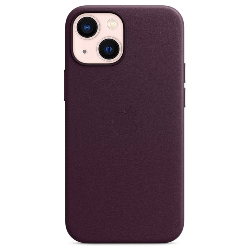 COQUE EN CUIR AVEC MAGSAFE POUR IPHONE 13 MINI CERISE NOIR