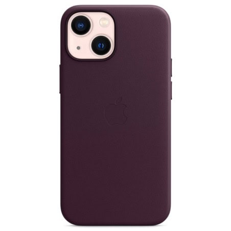 COQUE EN CUIR AVEC MAGSAFE POUR IPHONE 13 MINI CERISE NOIR