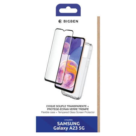 COQUE GALAXY A23 TRANSPARENT + VERRE TREMPE