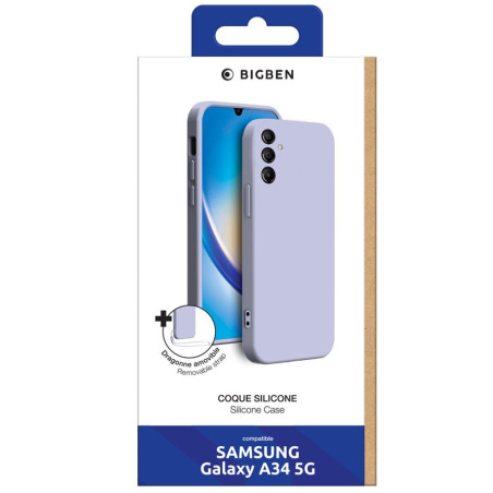 COQUE GALAXY A34 5G SILICONE ET DRAGONNE LAVANDE