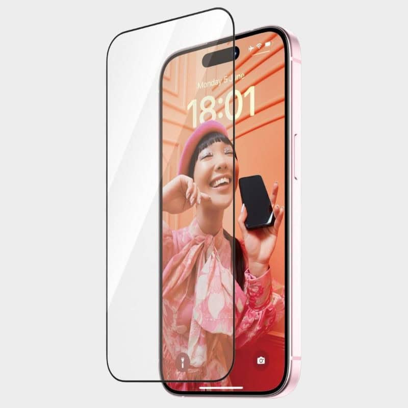 VERRE TREMPE POUR IPHONE 15 COUPE ULTRA LARGE AVEC EASYLINER