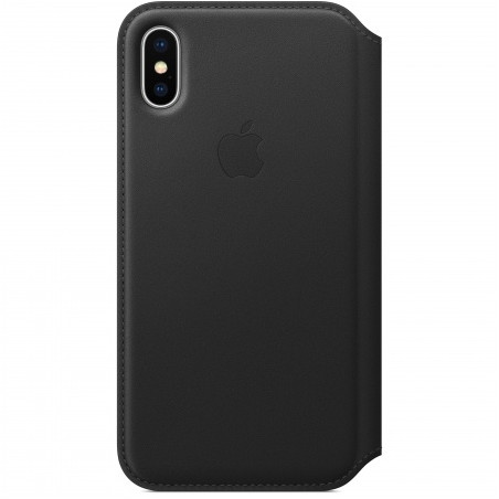 IPHONE X BLACK LEATHER FOLIO CASE