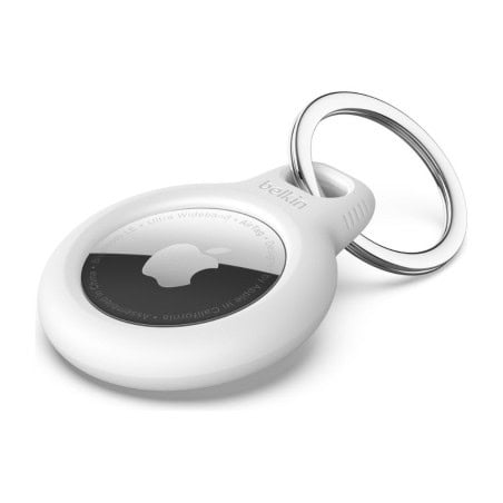 PROTECTIVE RING WITH METAL KEYCHAIN FOR AIRTAG WHITE