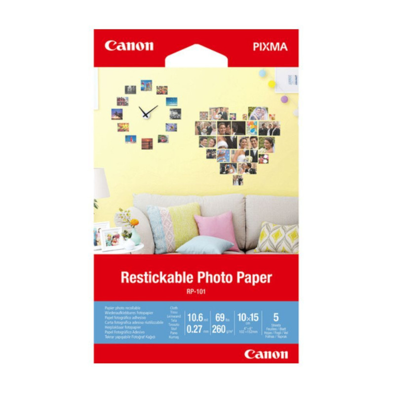 PAPIER PHOTO MAGNETIQUE RECOLLABLE/REPOSITIONABLE 10X15CM (X5)