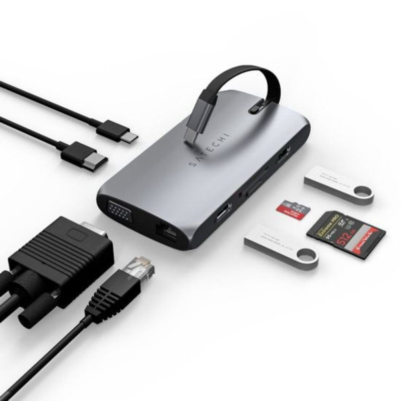 ADAPTATEUR MULTIPORTS USB-C ON-THE-GO GRIS