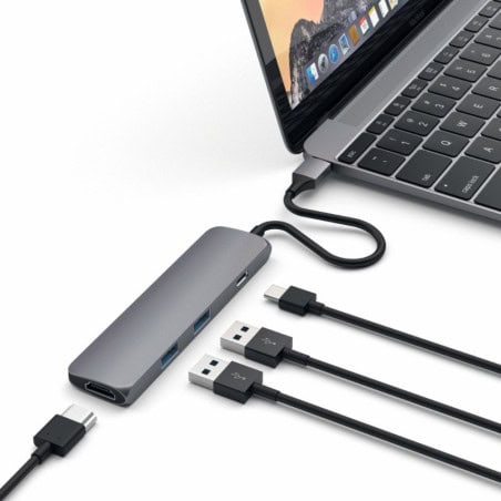 ADAPTATEUR MULTIPORTS SLIM  USB-C 4K GRIS SIDERAL